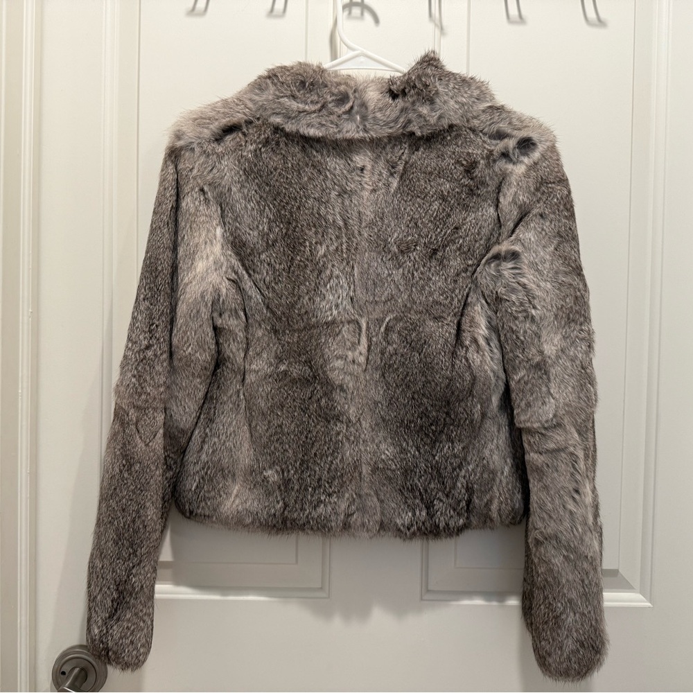 NWT Vintage Express Grey Fur Crop Coat - Picture 6 of 6